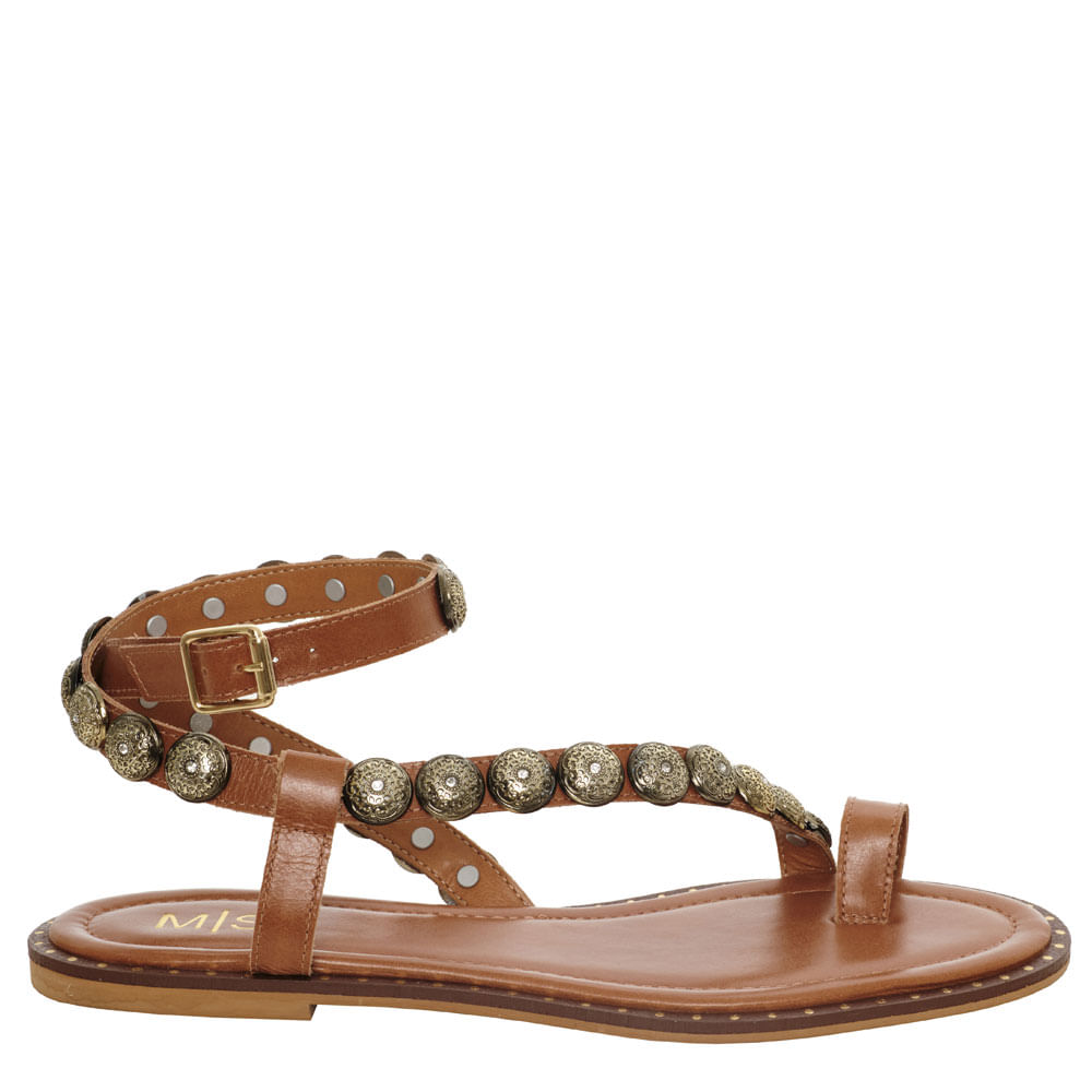 sandalia m|s couro bulgari conhaque -1
